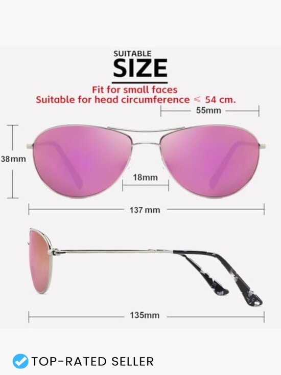 Polarized Aviator Sunglasses for Small Narrow Face Unisex Classic Retro Style